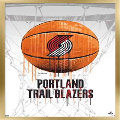Trends International NBA Portland Trail Blazers - Drip Basketball 21 Wall Poster, 22.375" x 34", Gold Framed Version