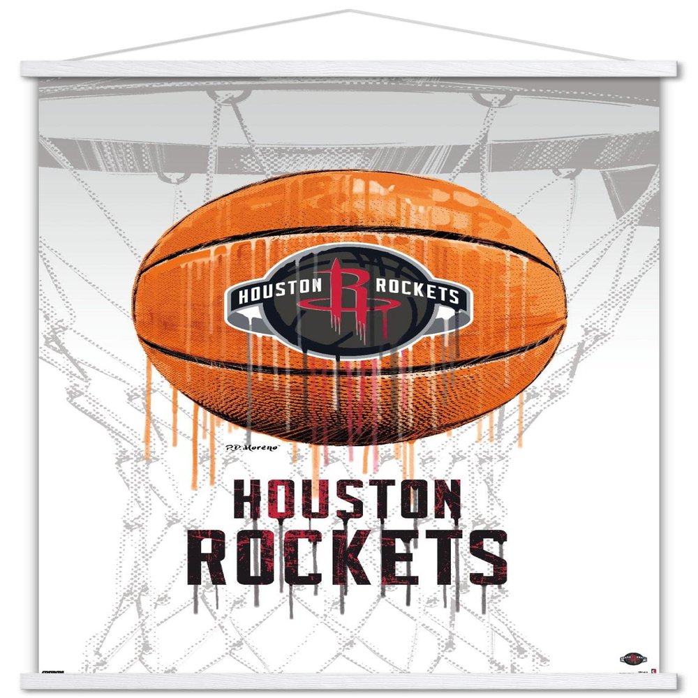 Trends International NBA Houston Rockets - Drip Basketball 21 Wall Poster, 22.375" x 34", Premium Print and White Hanger Bundle