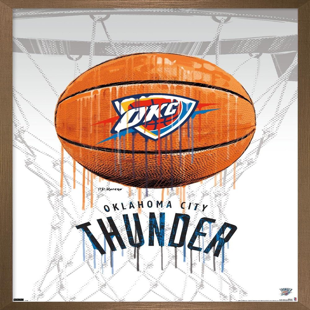 Trends International NBA Oklahoma City Thunder - Drip Basketball 21 Wall Poster, 22.375" x 34", Bronze Framed Version