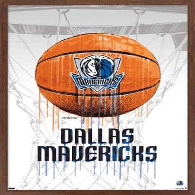 Trends International NBA Dallas Mavericks - Drip Basketball 21 Wall Poster, 22.375" x 34", Mahogany Framed Version