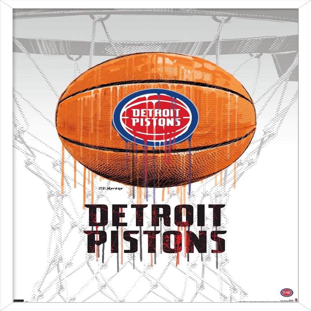 Trends International NBA Detroit Pistons - Drip Basketball 21 Wall Poster, 14.725" x 22.375", White Framed Version