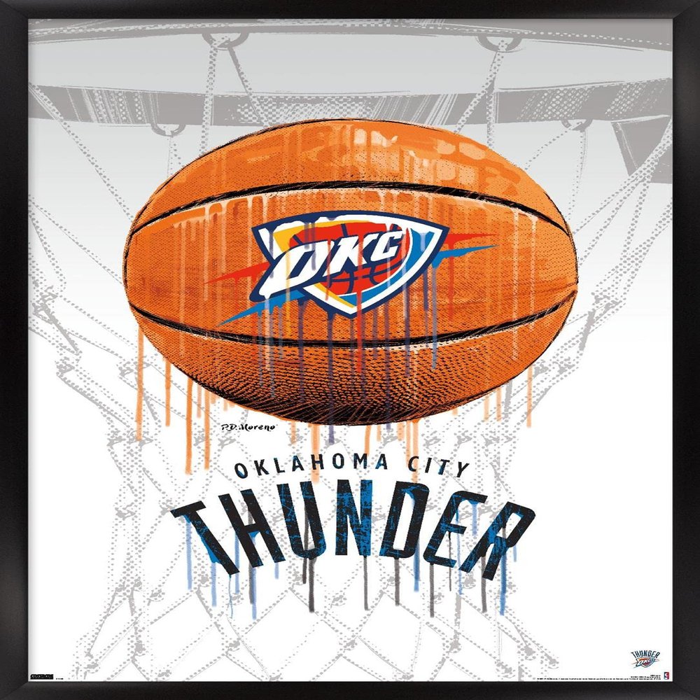 Trends International NBA Oklahoma City Thunder - Drip Basketball 21 Wall Poster, 22.375" x 34", Black Framed Version