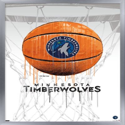 Trends International NBA Minnesota Timberwolves - Drip Basketball 21 Wall Poster, 22.375" x 34", Silver Framed Version