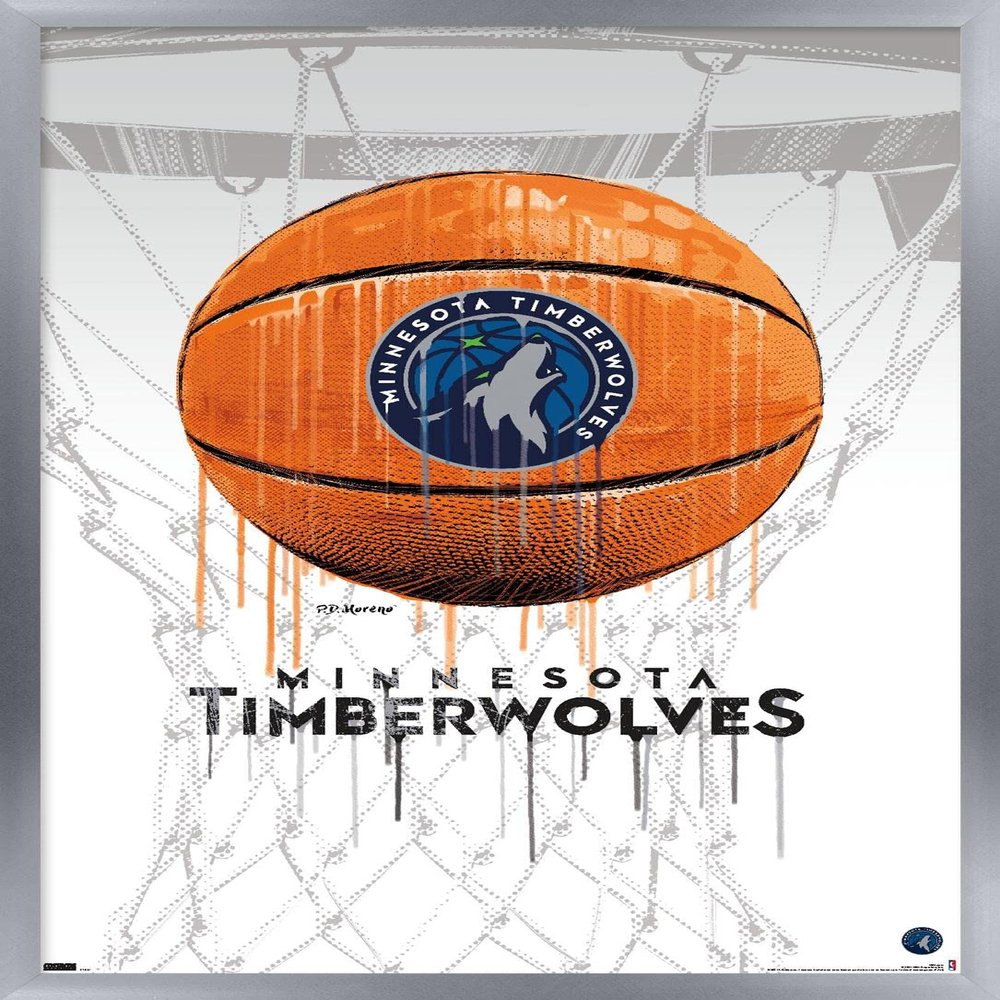 Trends International NBA Minnesota Timberwolves - Drip Basketball 21 Wall Poster, 22.375" x 34", Silver Framed Version