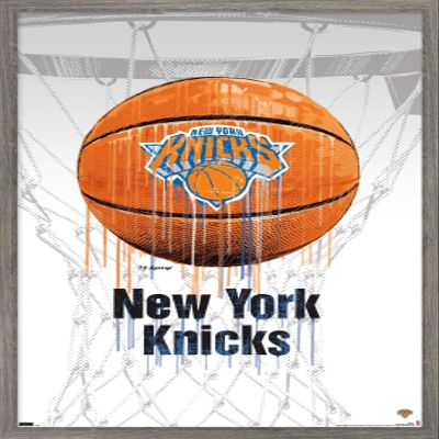 Trends International NBA New York Knicks - Drip Basketball 21 Wall Poster, 14.725" x 22.375", Barnwood Framed Version