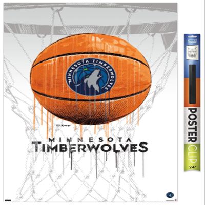 Trends International NBA Minnesota Timberwolves - Drip Basketball 21 Wall Poster, 22.375" x 34", Premium Poster & Clip Bundle