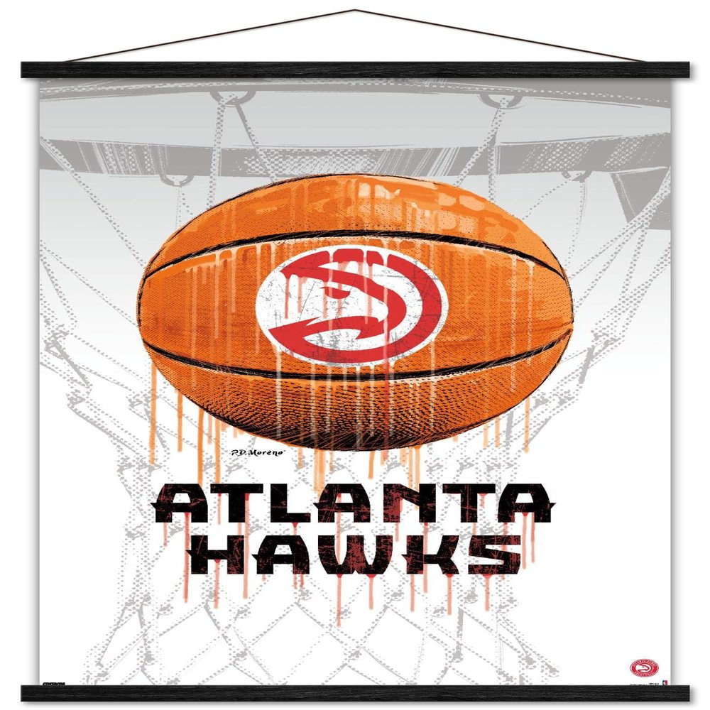 Trends International NBA Atlanta Hawks - Drip Basketball 21 Wall Poster, 22.375" x 34", Premium Print and Black Hanger Bundle