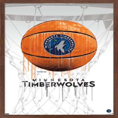 Trends International NBA Minnesota Timberwolves - Drip Basketball 21 Wall Poster, 14.725" x 22.375", Mahogany Framed Version