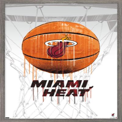 Trends International NBA Miami Heat - Drip Basketball 21 Wall Poster, 14.725" x 22.375", Barnwood Framed Version