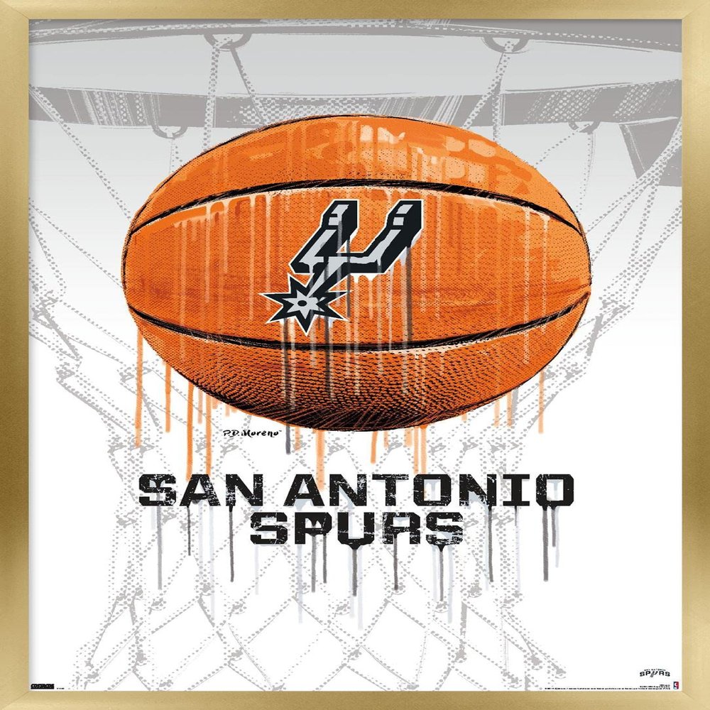 Trends International NBA San Antonio Spurs - Drip Basketball 21 Wall Poster, 22.375" x 34", Gold Framed Version