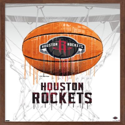 Trends International NBA Houston Rockets - Drip Basketball 21 Wall Poster, 14.725" x 22.375", Mahogany Framed Version