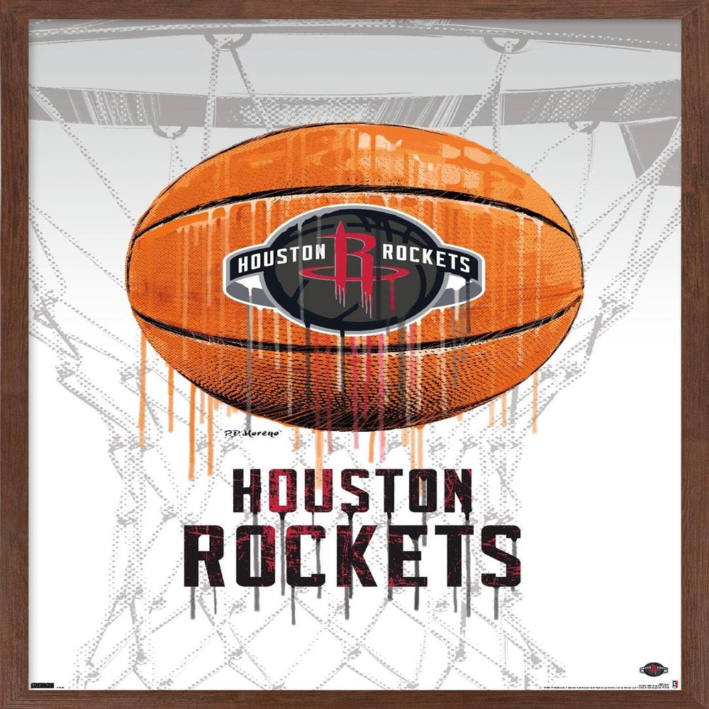 Trends International NBA Houston Rockets - Drip Basketball 21 Wall Poster, 14.725" x 22.375", Mahogany Framed Version