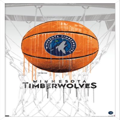 Trends International NBA Minnesota Timberwolves - Drip Basketball 21 Wall Poster, 14.725" x 22.375", White Framed Version