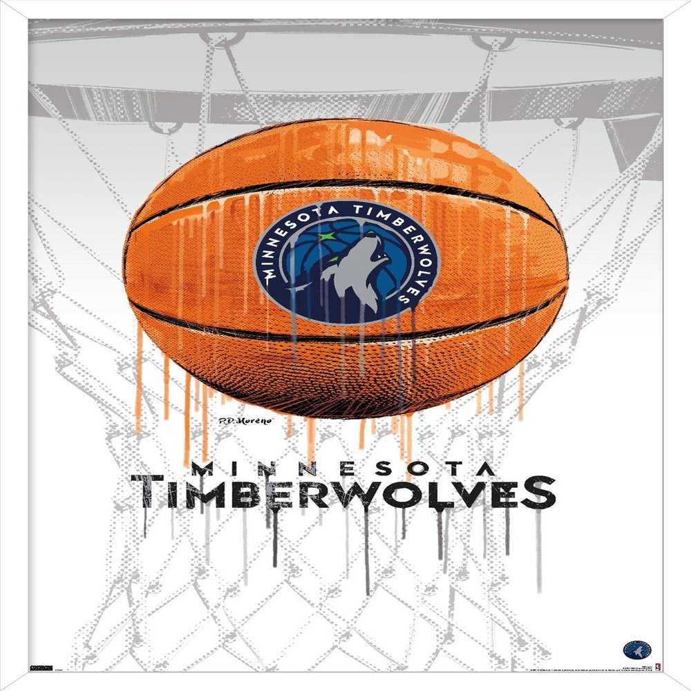 Trends International NBA Minnesota Timberwolves - Drip Basketball 21 Wall Poster, 14.725" x 22.375", White Framed Version