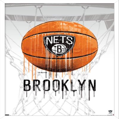 Trends International NBA Brooklyn Nets - Drip Basketball 21 Wall Poster, 14.725" x 22.375", White Framed Version
