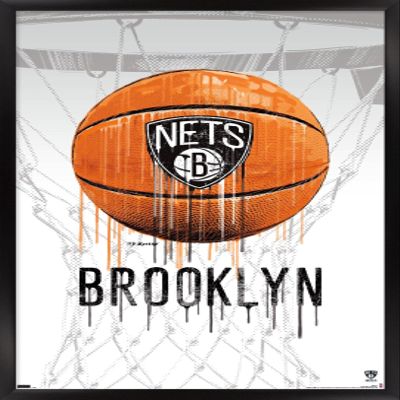 Trends International NBA Brooklyn Nets - Drip Basketball 21 Wall Poster, 22.375" x 34", Black Framed Version