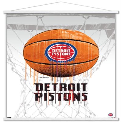Trends International NBA Detroit Pistons - Drip Basketball 21 Wall Poster, 22.375" x 34", Premium Print and White Hanger Bundle