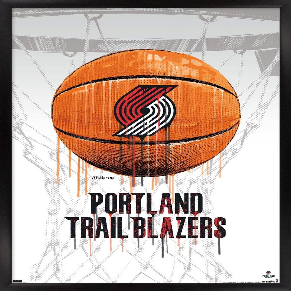 Trends International NBA Portland Trail Blazers - Drip Basketball 21 Wall Poster, 22.375" x 34", Black Framed Version