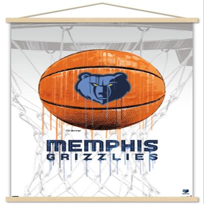 Trends International NBA Memphis Grizzlies - Drip Basketball 21 Wall Poster, 22.375" x 34", Print and Beechwood Hanger Bundle