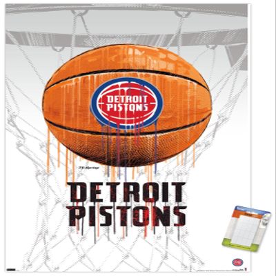 Trends International NBA Detroit Pistons - Drip Basketball 21 Wall Poster, 22.375" x 34", Premium Poster & Mount Bundle
