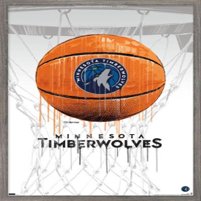 Trends International NBA Minnesota Timberwolves - Drip Basketball 21 Wall Poster, 14.725" x 22.375", Barnwood Framed Version