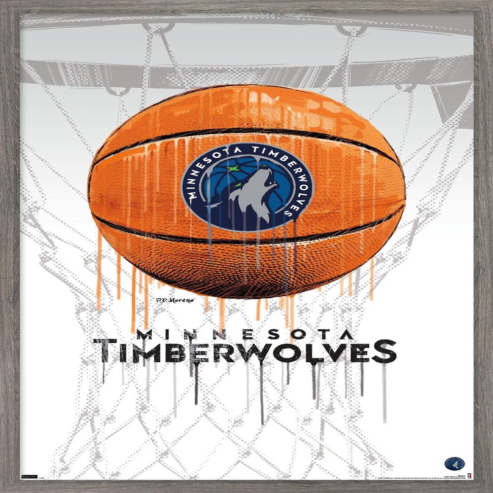 Trends International NBA Minnesota Timberwolves - Drip Basketball 21 Wall Poster, 14.725" x 22.375", Barnwood Framed Version