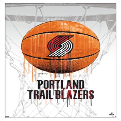 Trends International NBA Portland Trail Blazers - Drip Basketball 21 Wall Poster, 22.375" x 34", White Framed Version