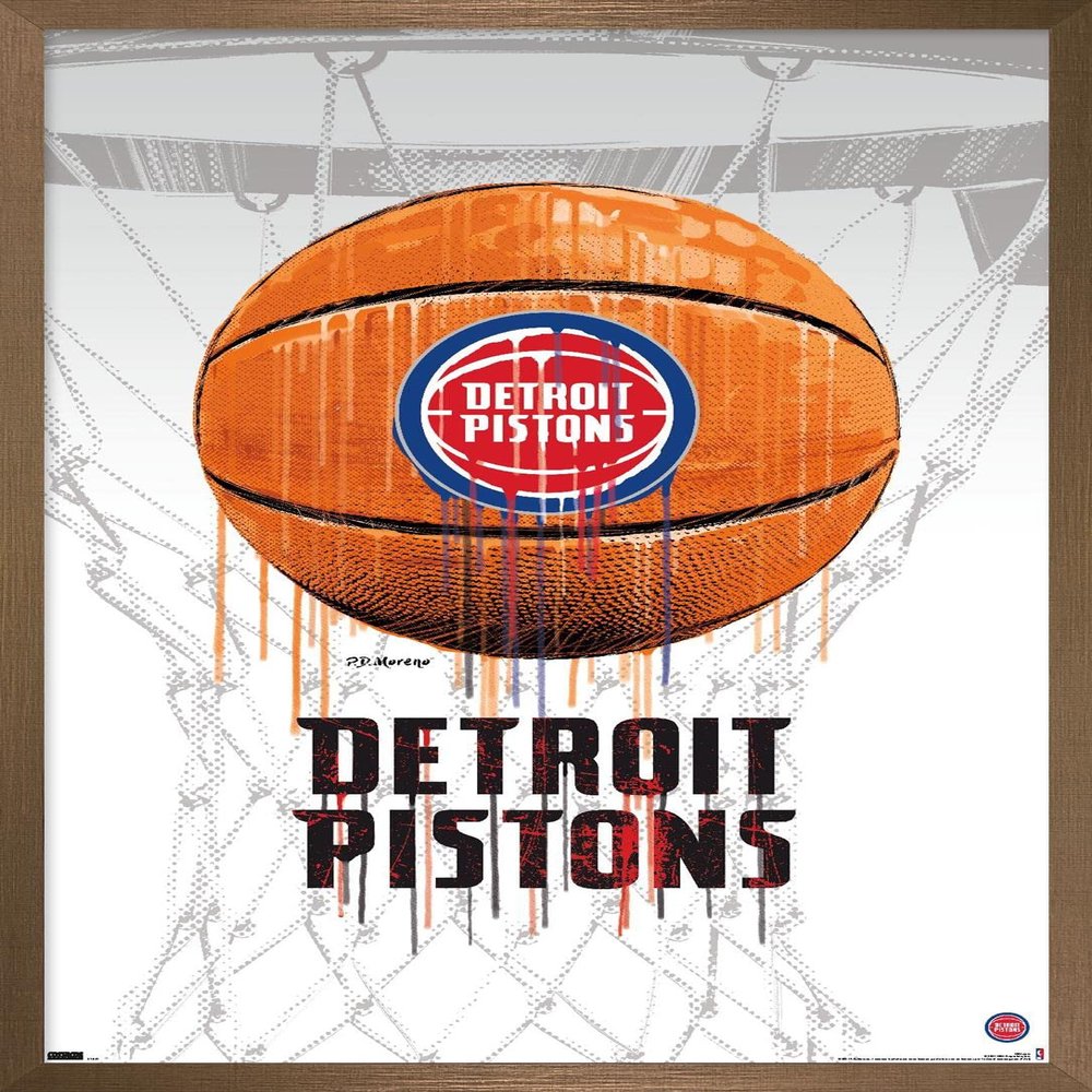 Trends International NBA Detroit Pistons - Drip Basketball 21 Wall Poster, 22.375" x 34", Bronze Framed Version