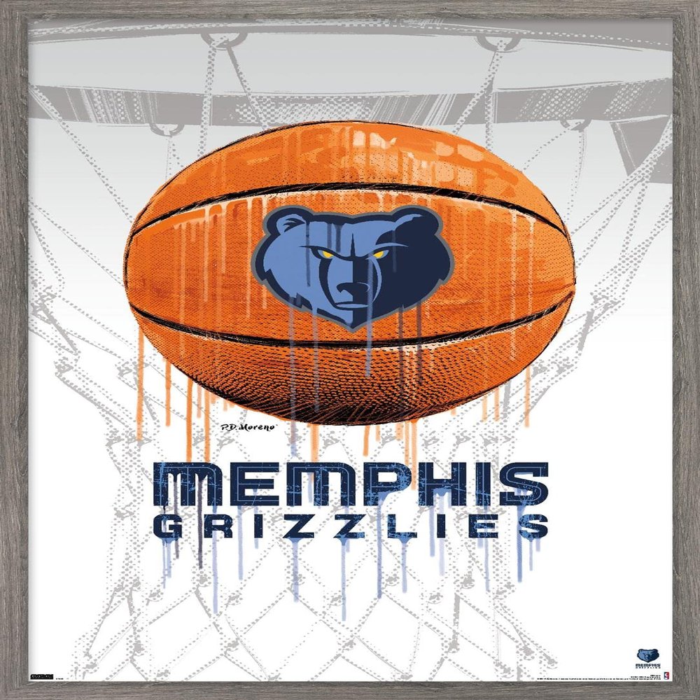Trends International NBA Memphis Grizzlies - Drip Basketball 21 Wall Poster, 14.725" x 22.375", Barnwood Framed Version