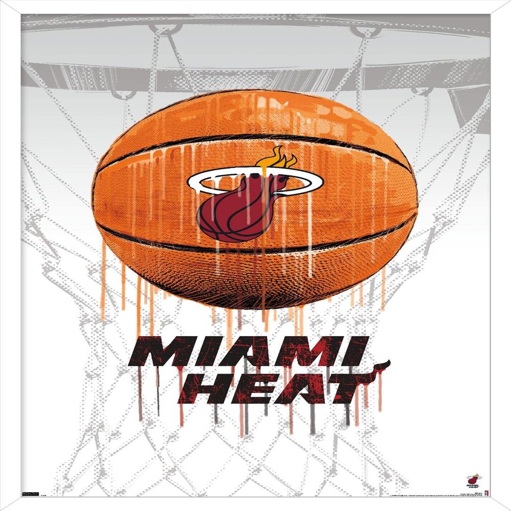 Trends International NBA Miami Heat - Drip Basketball 21 Wall Poster, 14.725" x 22.375", White Framed Version