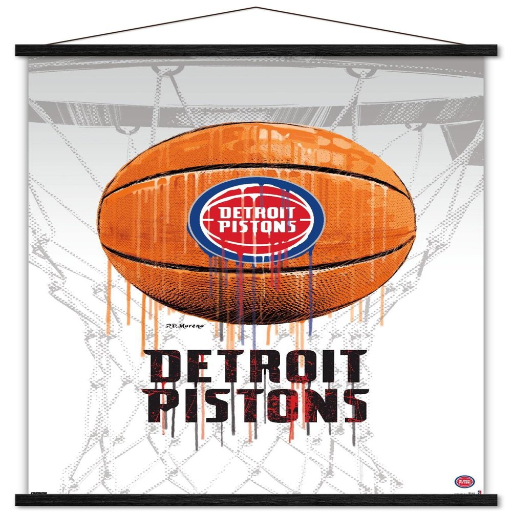 Trends International NBA Detroit Pistons - Drip Basketball 21 Wall Poster, 22.375" x 34", Premium Print and Black Hanger Bundle