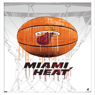 Trends International NBA Miami Heat - Drip Basketball 21 Wall Poster, 22.375" x 34", White Framed Version