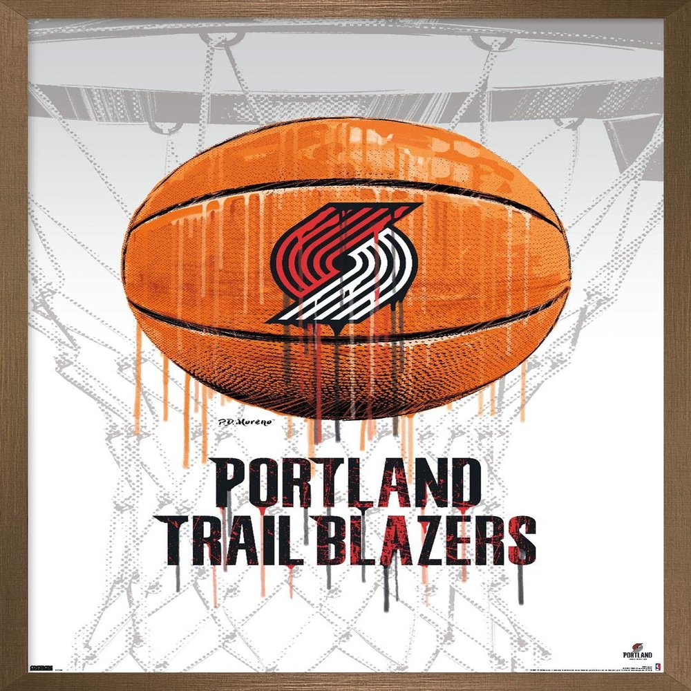 Trends International NBA Portland Trail Blazers - Drip Basketball 21 Wall Poster, 22.375" x 34", Bronze Framed Version