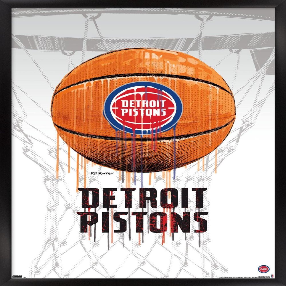 Trends International NBA Detroit Pistons - Drip Basketball 21 Wall Poster, 22.375" x 34", Black Framed Version