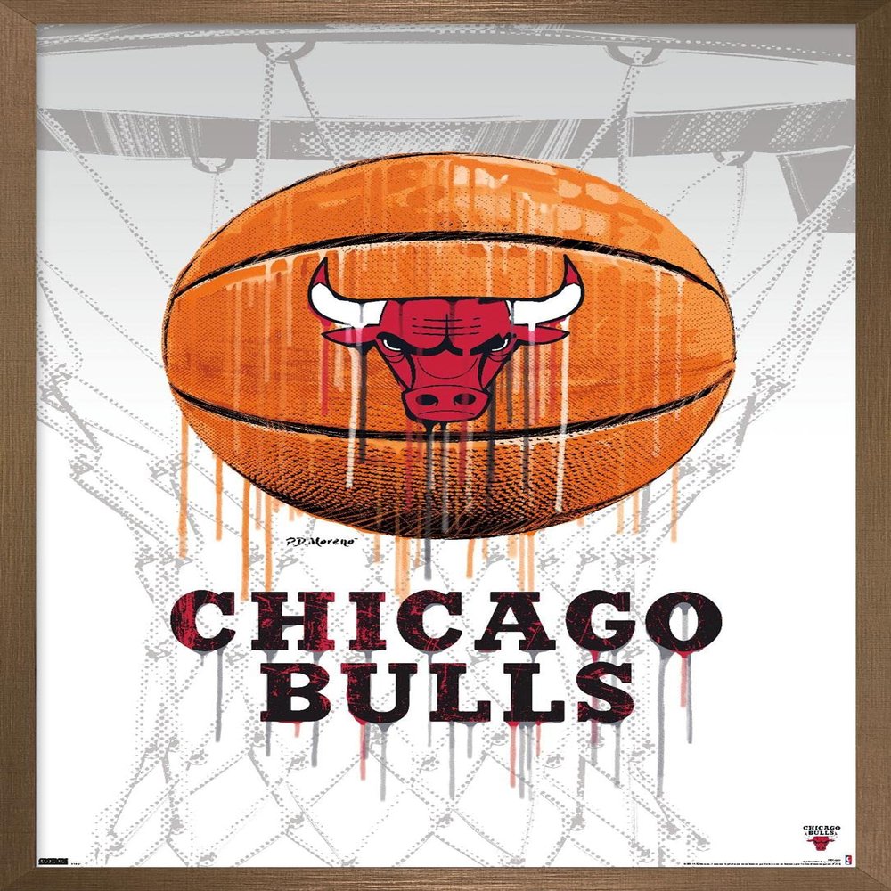 Trends International NBA Chicago Bulls - Drip Basketball 21 Wall Poster, 22.375" x 34", Bronze Framed Version