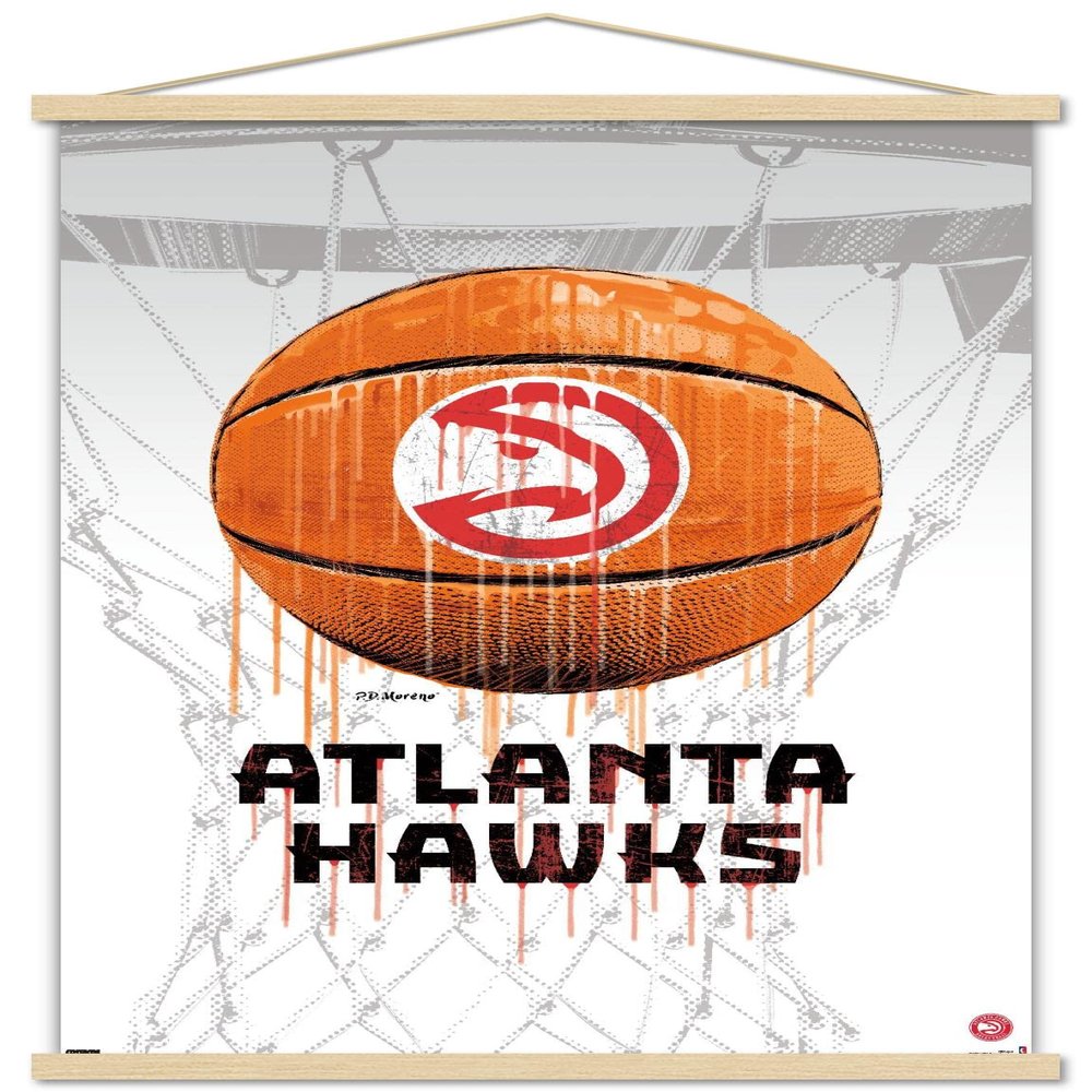 Trends International NBA Atlanta Hawks - Drip Basketball 21 Wall Poster, 22.375" x 34", Premium Print and Beechwood Hanger Bundle