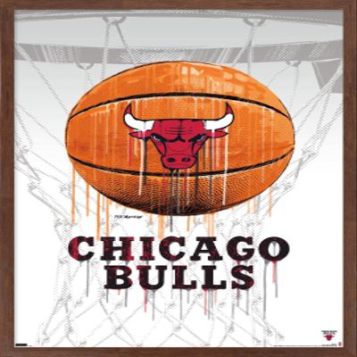 Trends International NBA Chicago Bulls - Drip Basketball 21 Wall Poster, 22.375" x 34", Mahogany Framed Version