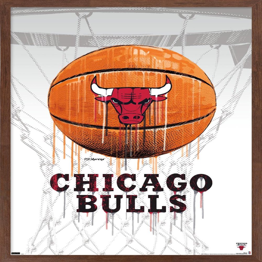 Trends International NBA Chicago Bulls - Drip Basketball 21 Wall Poster, 22.375" x 34", Mahogany Framed Version