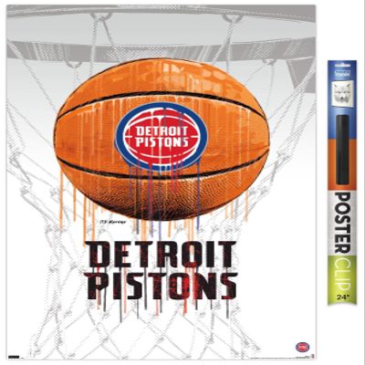 Trends International NBA Detroit Pistons - Drip Basketball 21 Wall Poster, 22.375" x 34", Premium Poster & Clip Bundle
