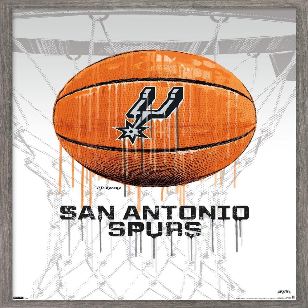 Trends International NBA San Antonio Spurs - Drip Basketball 21 Wall Poster, 22.375" x 34", Barnwood Framed Version
