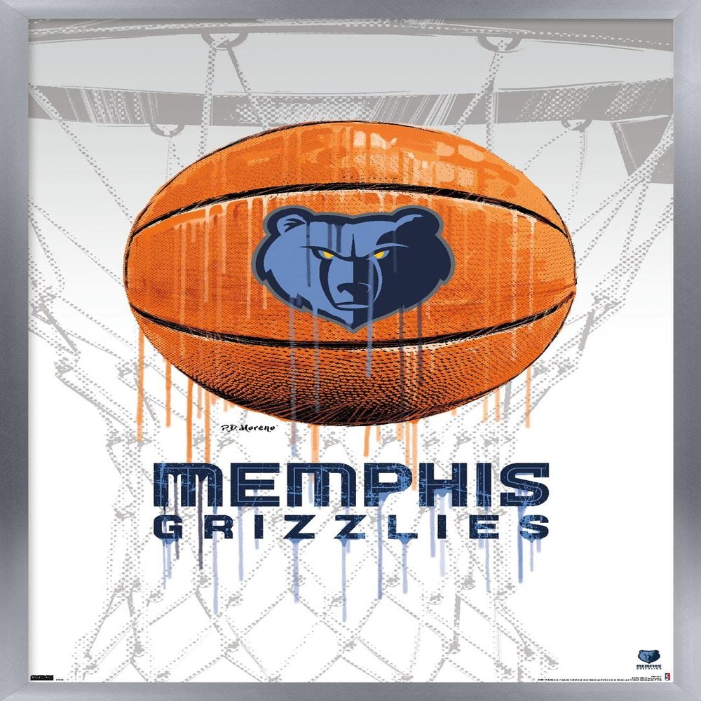 Trends International NBA Memphis Grizzlies - Drip Basketball 21 Wall Poster, 14.725" x 22.375", Silver Framed Version