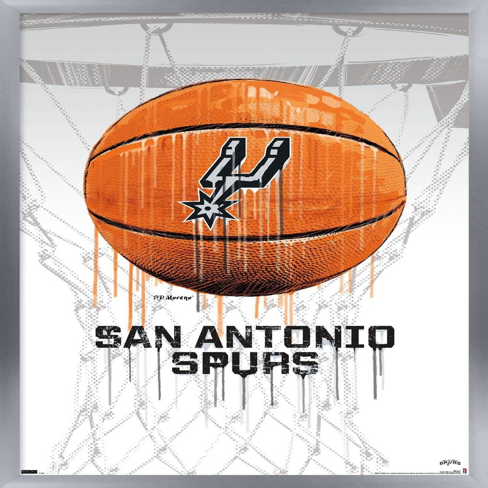 Trends International NBA San Antonio Spurs - Drip Basketball 21 Wall Poster, 22.375" x 34", Silver Framed Version