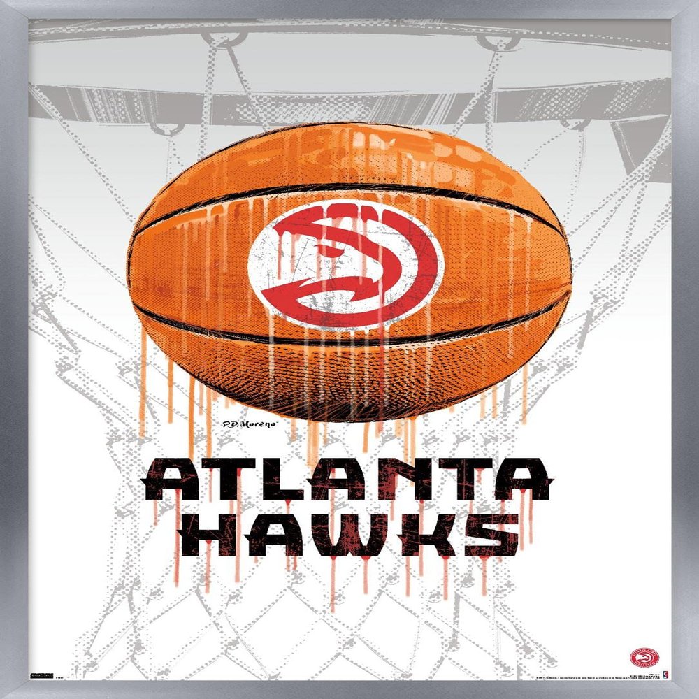 Trends International NBA Atlanta Hawks - Drip Basketball 21 Wall Poster, 14.725" x 22.375", Silver Framed Version