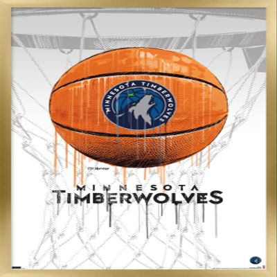 Trends International NBA Minnesota Timberwolves - Drip Basketball 21 Wall Poster, 14.725" x 22.375", Gold Framed Version