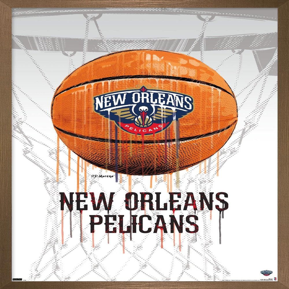Trends International NBA New Orleans Pelicans - Drip Basketball 21 Wall Poster, 22.375" x 34", Bronze Framed Version