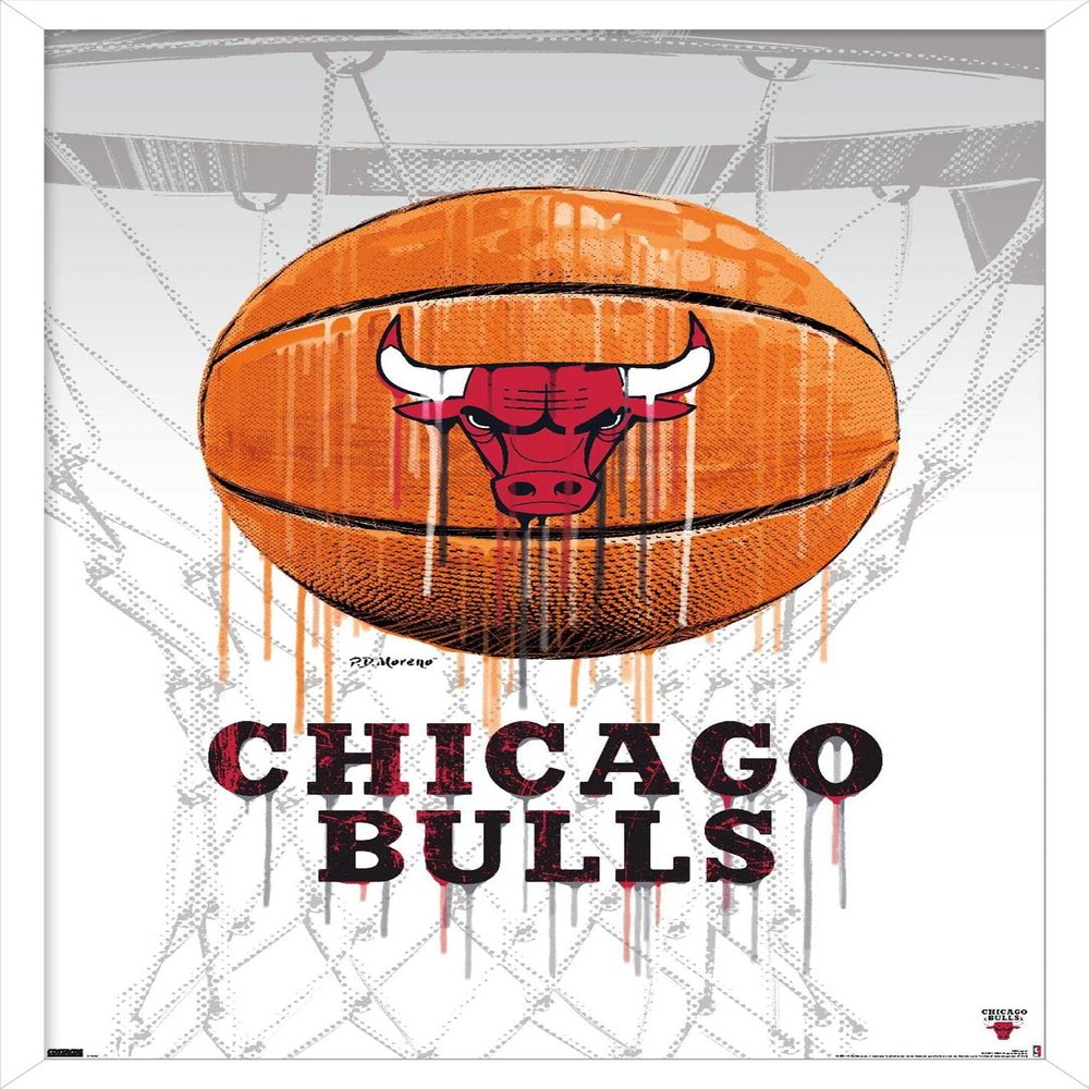 Trends International NBA Chicago Bulls - Drip Basketball 21 Wall Poster, 22.375" x 34", White Framed Version