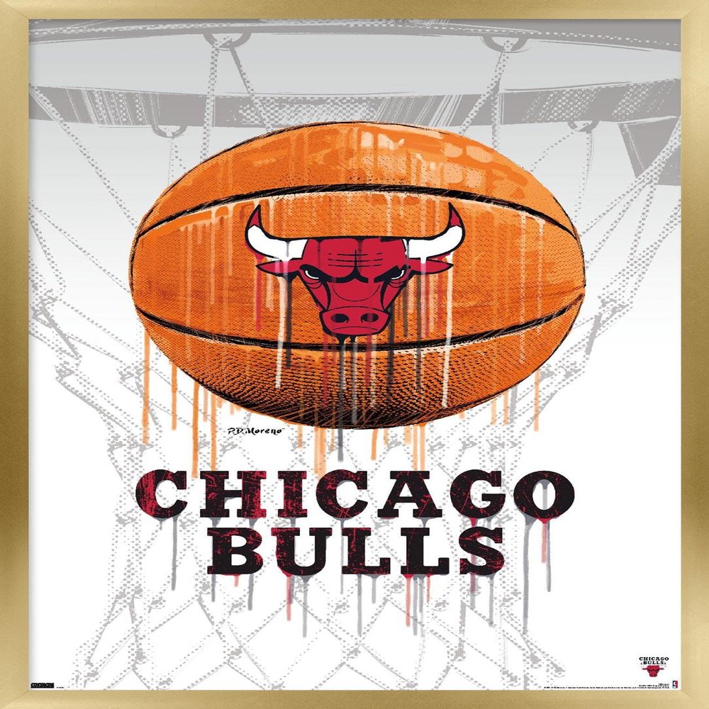 Trends International NBA Chicago Bulls - Drip Basketball 21 Wall Poster, 22.375" x 34", Gold Framed Version