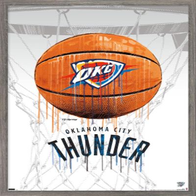 Trends International NBA Oklahoma City Thunder - Drip Basketball 21 Wall Poster, 22.375" x 34", Barnwood Framed Version