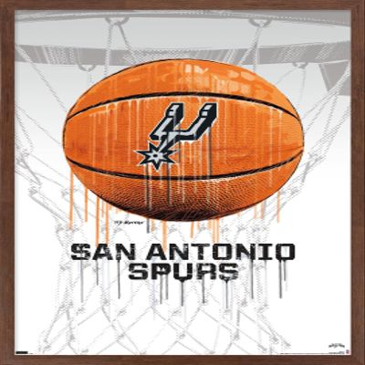 Trends International NBA San Antonio Spurs - Drip Basketball 21 Wall Poster, 22.375" x 34", Mahogany Framed Version