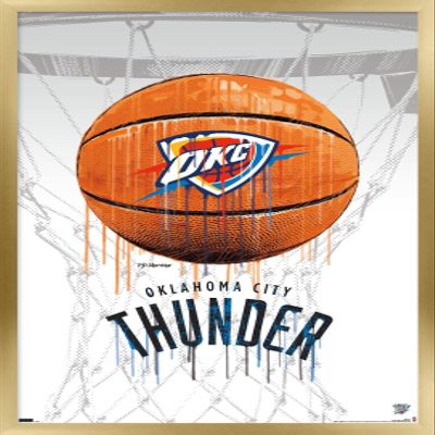 Trends International NBA Oklahoma City Thunder - Drip Basketball 21 Wall Poster, 14.725" x 22.375", Gold Framed Version